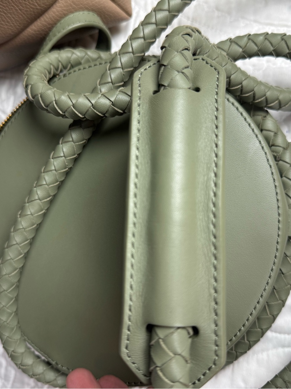Neely and Chloe Canteen Bag Army Green Leather EUC - Picture 9 of 11